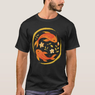 Orange Koi Fish Minimalist Design Elegant Japane T-Shirt