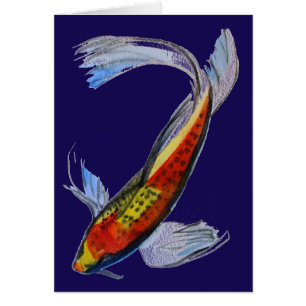 Orange Koi Japanese watercolour carp art