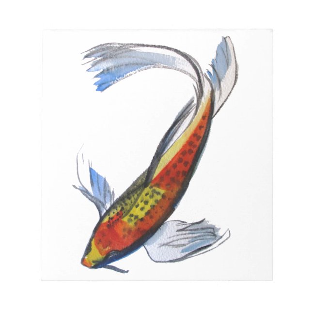 Orange Koi Japanese watercolour carp art Notepad (Front)