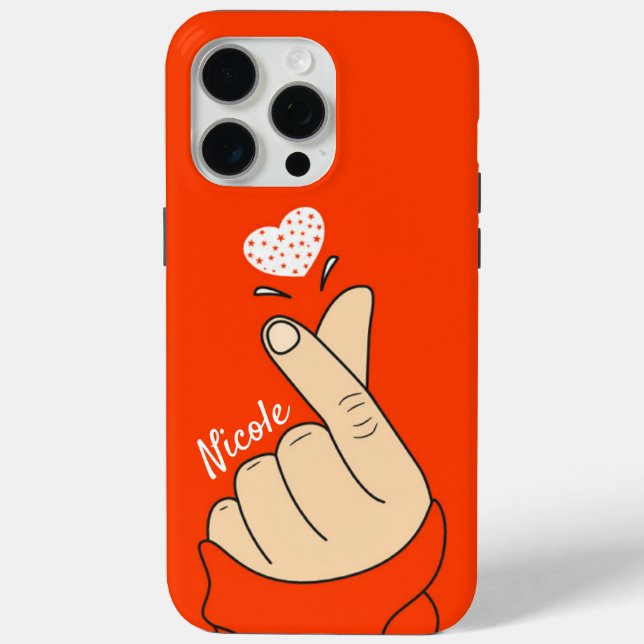 Orange  Korean Finger Love Heart Sign Light Skin Case-Mate iPhone Case (Back)