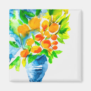 Orange kumquat fruit art watercolor magnet
