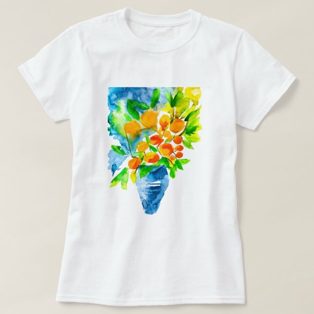 Orange kumquat fruit art watercolor T-Shirt (Design Front)
