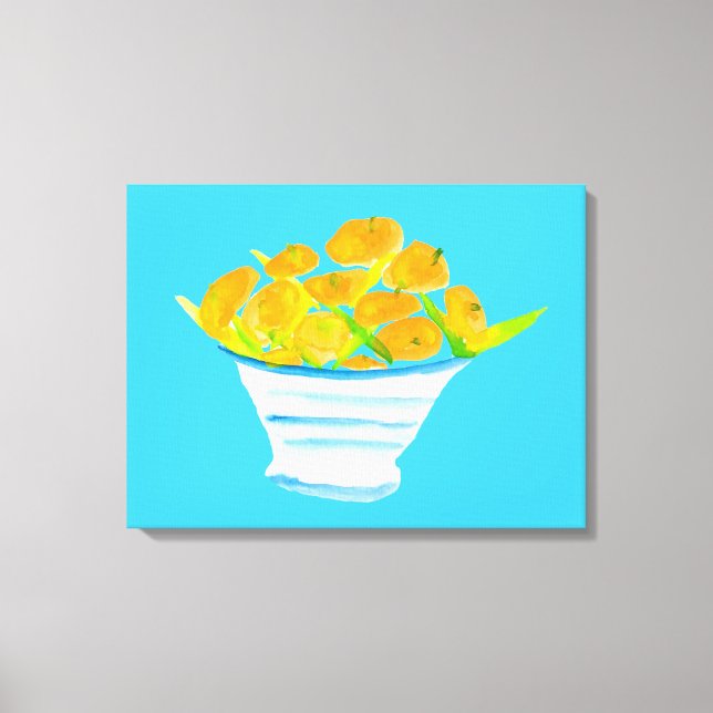 Orange kumquats watercolor fruit canvas print (Front)