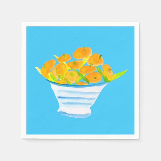 Orange kumquats watercolor fruit napkin (Front)