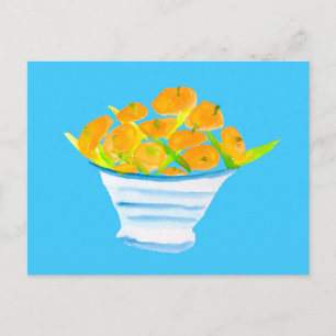 Orange kumquats watercolor fruit postcard