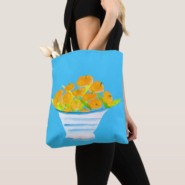 Orange kumquats watercolor fruit tote bag (Close Up)
