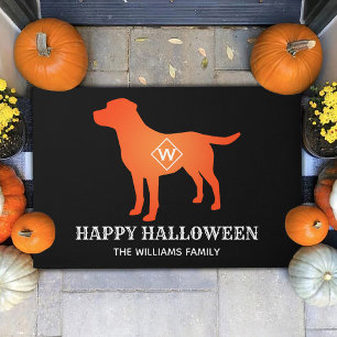Orange Labrador Retriever Happy Halloween Custom Doormat