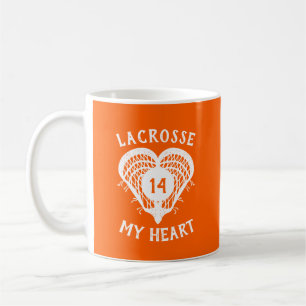 Orange Lacrosse My Heart Coffee Mug