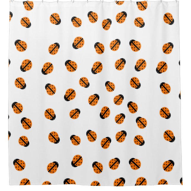 Orange Lady Bug Shower Curtain (Front)