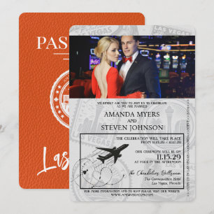 Orange Las Vegas Passport Wedding Invitation