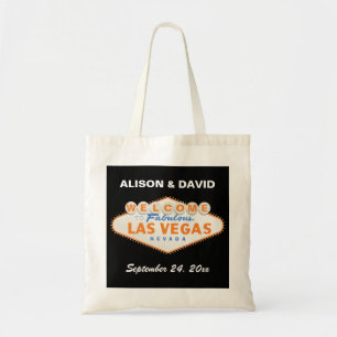 Orange Las Vegas sign destination wedding welcome Tote Bag