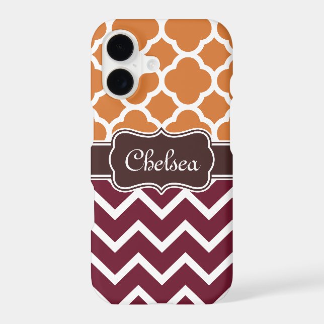 Orange Lattice Maroon Chevron Patterns Brown Name (Back)
