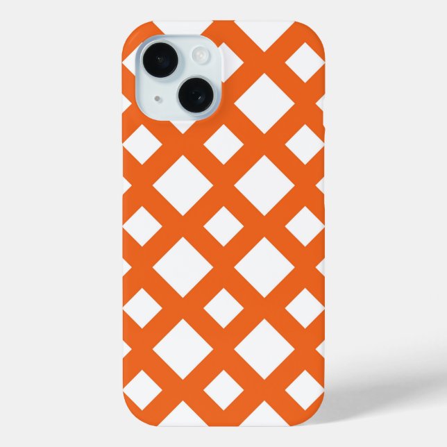 Orange Lattice on White Case-Mate iPhone Case (Back)