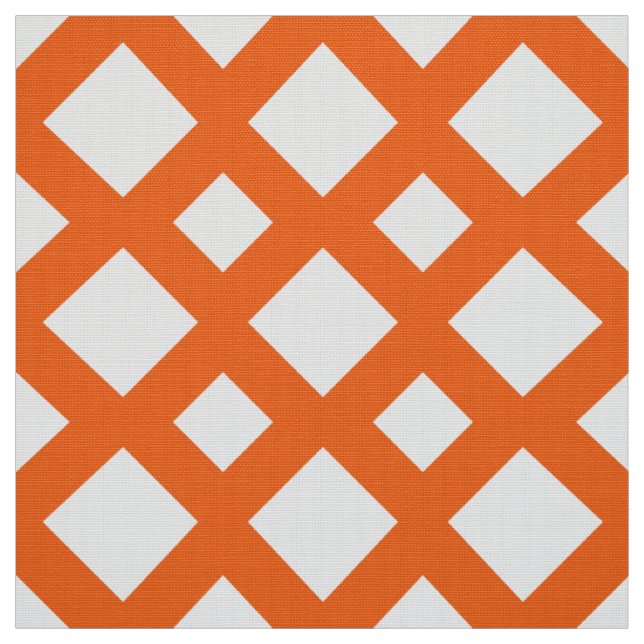 Orange Lattice on White Geometric Fabric (Swatch)