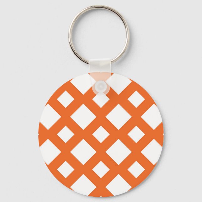 Orange Lattice on White Key Ring (Front)