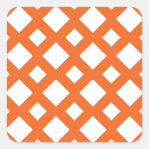 Orange Lattice on White Square Sticker
