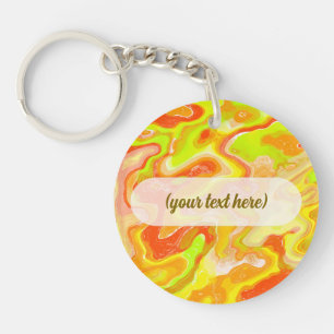 Orange Lava Marble Topographic Texture Abstract Li Key Ring