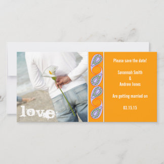 Orange & Lavender Paisley Save the Date