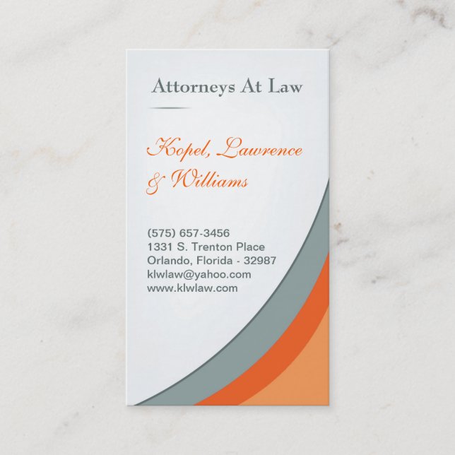 Orange Law Firm Legal Corporate Business Card (Front)