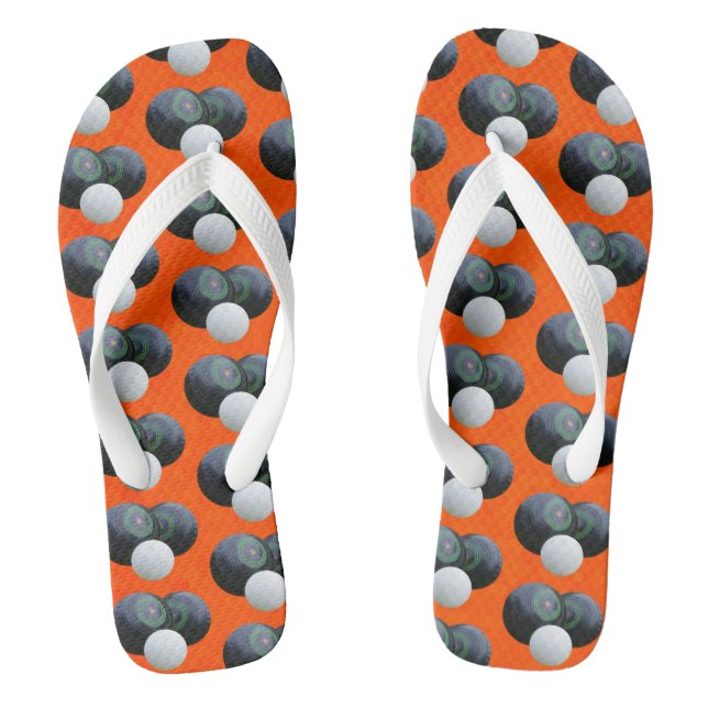 Orange Lawn Bowls, Thongs (Footbed)