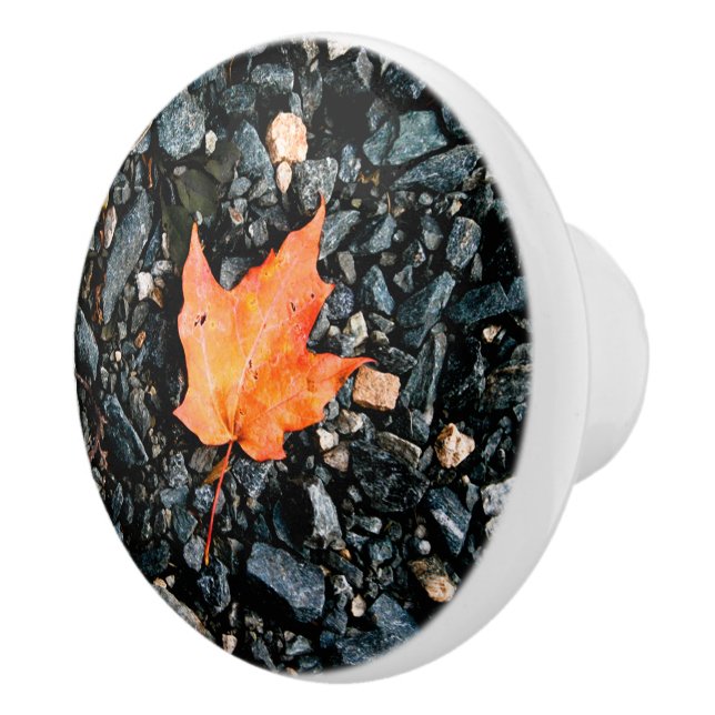 Orange Leaf Ceramic Pull (Right)