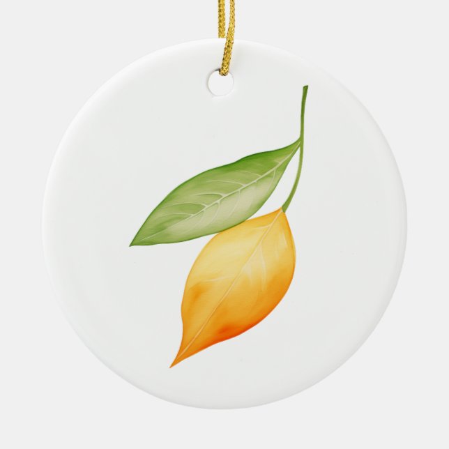 Orange Leaf Ceramic Tree Decoration (Front)