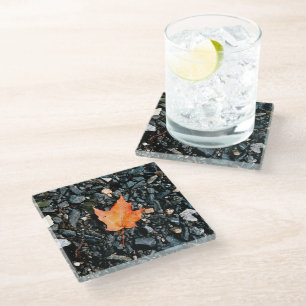 Orange Leaf Glass Coaster