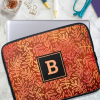 Orange leaf pattern monogram modern bold botanical