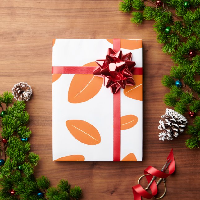 Orange Leaf Wrapping Paper (Holiday Gift)