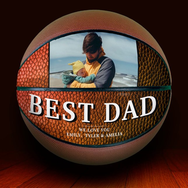 Orange Leather Best Dad Father`s Day Photo Basketball (Creator Uploaded)