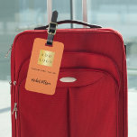 Orange leather gold business company logo name luggage tag<br><div class="desc">Orange faux leather print as background.  Personalise and add you business logo,  name and contact details.  Black text.</div>