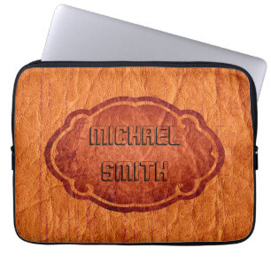 Orange Leather Laptop Sleeve