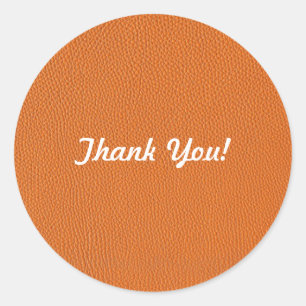 Orange Leather Look Classic Round Sticker