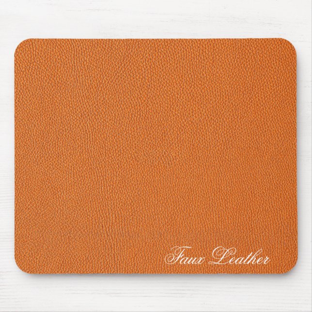 Orange Leather Look Mouse Mat (Front)