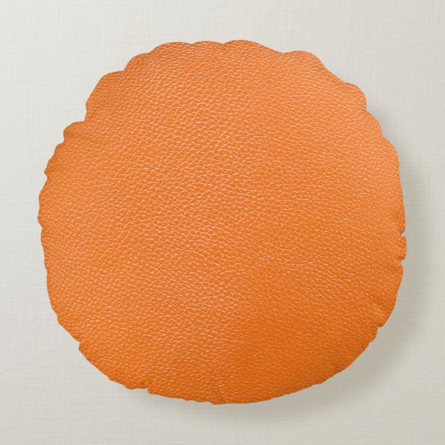 Orange leather pattern texture backgroundleather,t round cushion (Front)