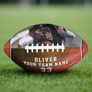 Orange Leather Print Player Name Number Team Photo American Football