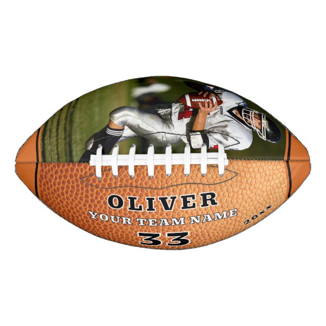 Orange Leather Print Team Player Number Photo American Football (Front)