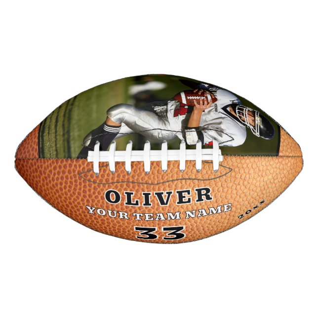 Orange Leather Print Team Player Number Photo American Football (Front)