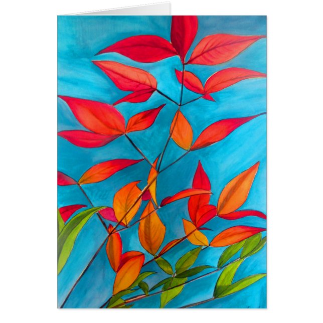 Orange leaves Autumn original watercolour art (Front)