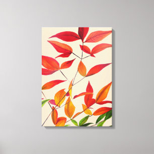 Orange leaves Autumn original watercolour art Canvas Print