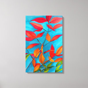 Orange leaves Autumn original watercolour art Canvas Print