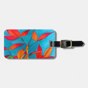 Orange leaves Autumn original watercolour art Luggage Tag