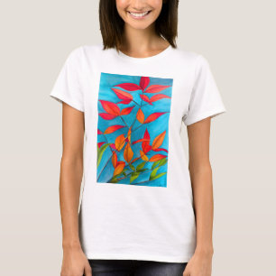 Orange leaves Autumn original watercolour art T-Shirt