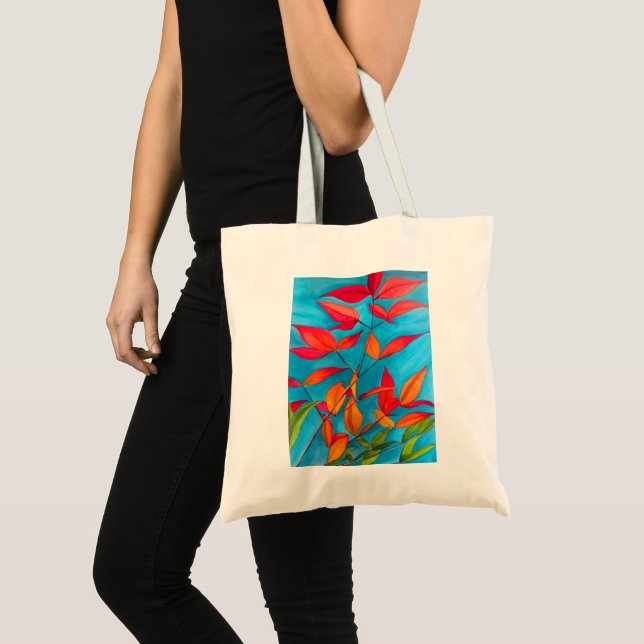 Orange leaves Autumn original watercolour art Tote Bag (Front (Product))
