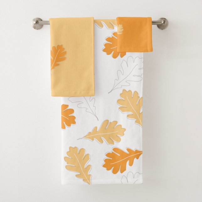 Orange Leaves Bath Towel Set (Insitu)