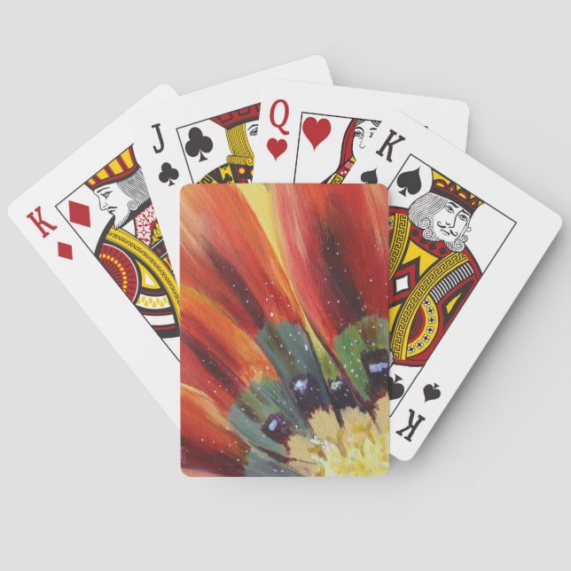 Orange Leaves Floral Detail Classic Playing Cards (Back)