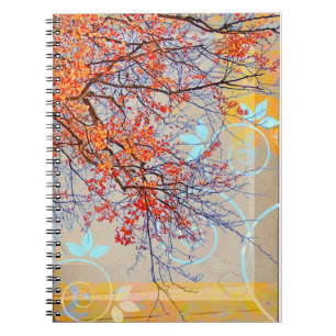 Orange leaves, grunge design notebook