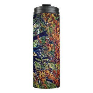 Orange leaves thermal tumbler