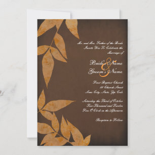 Orange Leaves Vintage Wedding Invitations