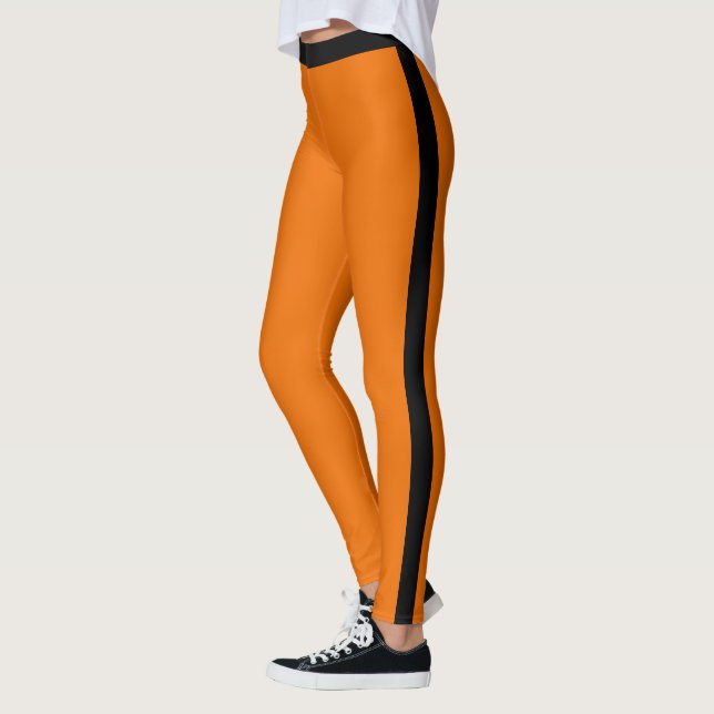 Orange Leggings Black Side Stripe - Choose Colours (Left)